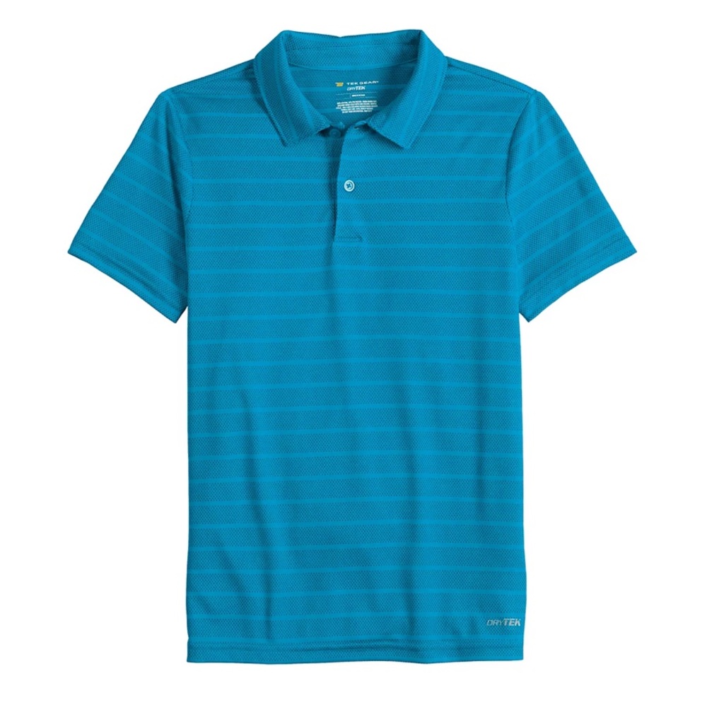 TEK GEAR Boy’s Dry Tek Striped Short Sleeve Performance Polo Shirt NWT